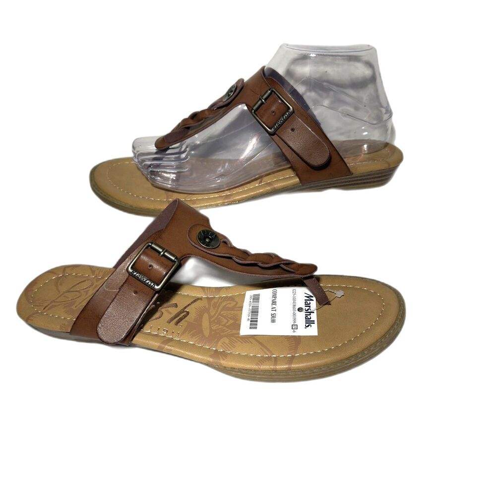 Blowfish Malibu Women's 10 Brown/Tan Thong Sandals Buckle Adjustable Strap NWT